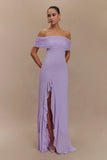 Audrey Off Shoulder Mesh Maxi Dress Lilac