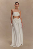 Scottie Shirred Linen Bandeau Oat Marle