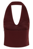Calla Collared Sleeveless Halter Top Merlot