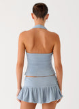 Vegas Nights Halter Neck Top Blue