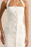 Steph White Halter Neck Tailored Maxi Dress