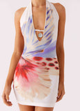 No Time Mini Dress White Sea Bloom