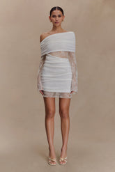 Luxie Lace Knit Mini Dress Ivory