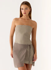 Via Veneto Mini Dress Sand Brown