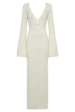 Kayleigh Crochet Fishtail Flare Sleeve Maxi Dress White
