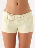 Favourite Moment Belt Mini Shorts Pale Yellow
