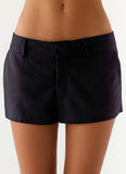 Delong Low Rise Linen Shorts Black