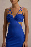 Leandra Blue Strappy Cut Out Maxi Dress