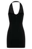 Cressida Crepe Halter Mini Dress Black