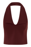Calla Collared Sleeveless Halter Top Merlot