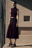 Romaine Bandage Knit Midi Skirt Wine