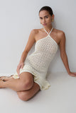 Carrisa Crochet Knit Mini Dress White