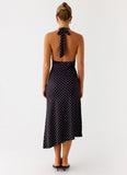 Illuminate Halter Midi Dress Black Polkadot
