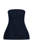 Madelyn Strapless Longline Denim Top Indigo Blue