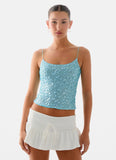 French Exit Sequin Top Blue