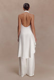 Sydney Asymmetrical Satin Halter Top Ivory