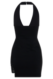 Aubree Crepe And Mesh Mini Dress Black