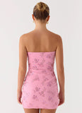 Push Back Beaded Sequin Mini Dress Pink