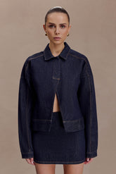 Olandria Oversized Jacket Top Washed Indigo Blue