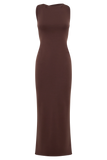 Catelyn Asymmetrical Scuba Jersey Midi Dress Cacao Brown