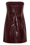 Anouk Faux Leather Strapless Mini Dress Merlot