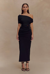 Kendra Scuba Jersey Midi Dress With Hardware Black