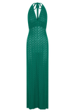 Deeliah Halterneck Crochet Maxi Dress Emerald
