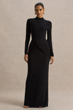 Alula Black High Neck Maxi Dress With Twist Detail