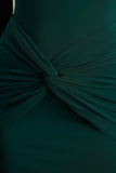 Alula Bottle Green High Neck Maxi Dress With Twist Detail