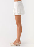 Moroder Low Rise Lace Mini Skirt Cream