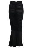 Matilda Ruched Mesh Maxi Skirt Black