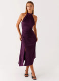 Casta Halterneck Midi Dress Plum