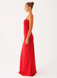 Pareo Maxi Dress Red Polka Dot