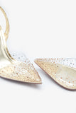 Covergirl Gold Diamante Sling Back Pointed Heels