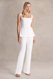 Aceline White Square Neck Tailored Jumpsuit