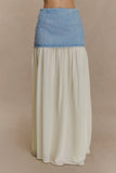 Tully Chiffon Denim Maxi Skirt 80S Blue