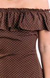 Haylie Brown Polka Dot Off Shoulder Mini Dress