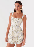Cadence Mini Dress Yellow Purple Floral