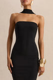 Amariah Black Bandeau Midi Dress With Scarf Detail
