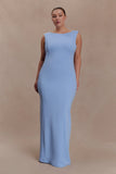 Galilea Crepe Draped Maxi Dress Cornflower Blue