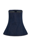 Lennox Strapless Long Line Button Top Indigo Blue
