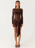 Consie Long Sleeve Mini Dress Chocolate