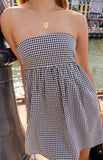 Berrie Black Gingham Strapless Mini Dress