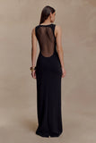 Marlon Crepe And Mesh Maxi Dress Black