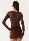 Consie Long Sleeve Mini Dress Chocolate