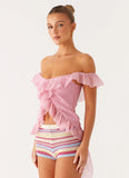 Dylan Off Shoulder Top Pink