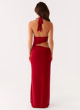 Main Act Halter Maxi Dress Raspberry