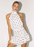 Willow Chiffon Mini Dress White Polka Dot