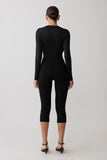 Ren Cowl Long Sleeve Slinky Bodysuit Black