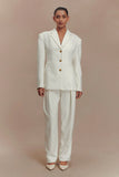 Penelope Pleated High Waisted Pants Ivory